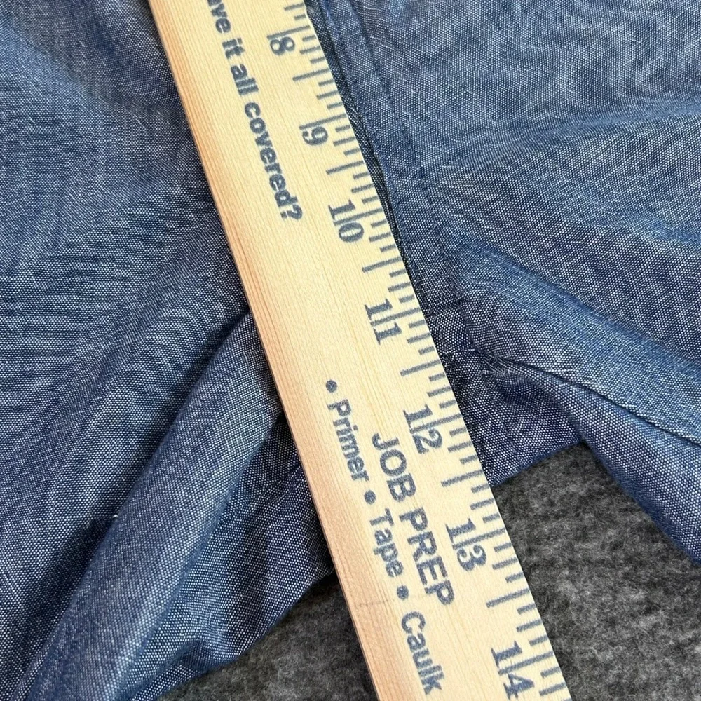 Lands End Mens Blue Chambray Cotton Pajama Pants Drawstring Medium 32-34